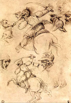 Леонардо Да Винчи. Этюд к картине Ангиарийское сражение